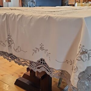 Vintage Handmade Embroidered Tablecloth